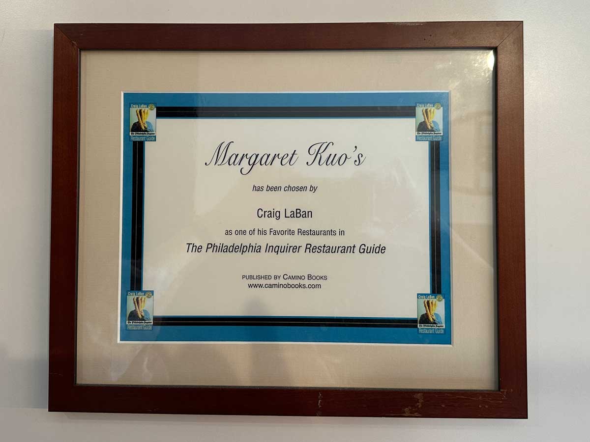 Award for being one of Craig LaBan 's Favorite Restaurants
