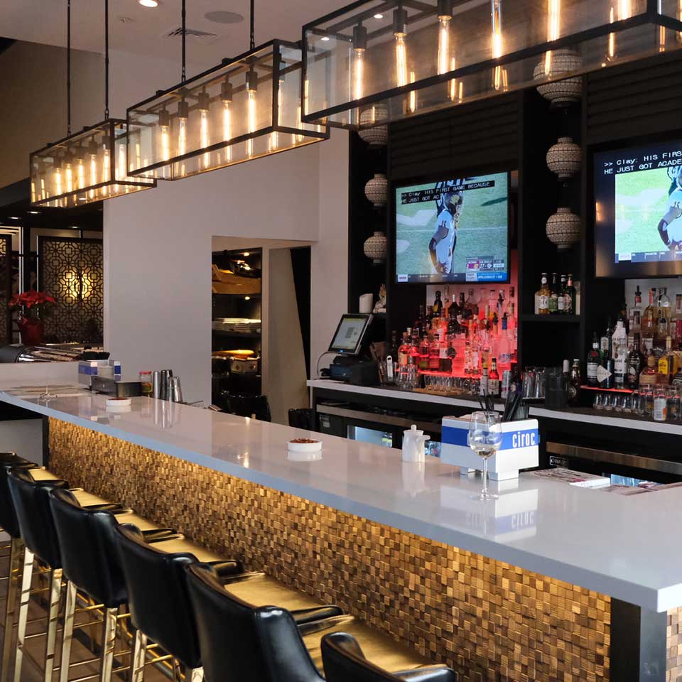 A view of the bar at Margaret Kuo's Kitchen at Granite Run Promenade