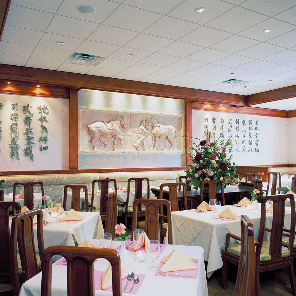 Authentic Chinese food restaurant dining room once located in Wayne